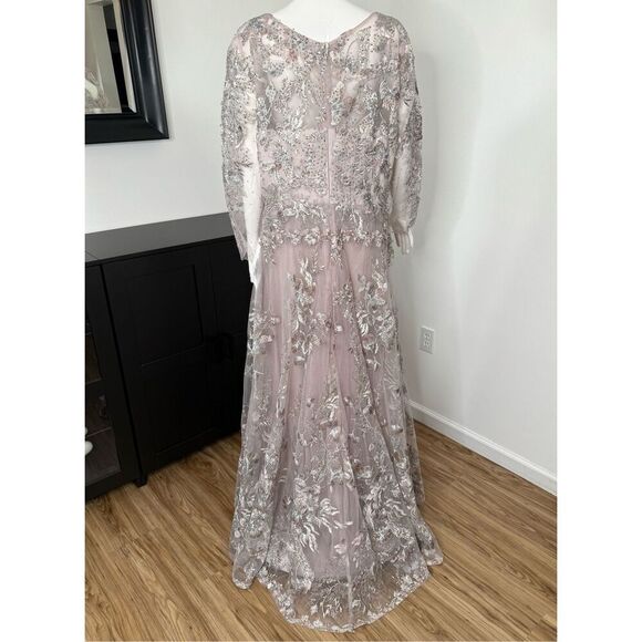 Mac Duggal 20255 Embroidered Lace Wrap Illusion A-Line Gown Lilac Size 16 - Picture 9 of 13